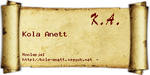 Kola Anett névjegykártya